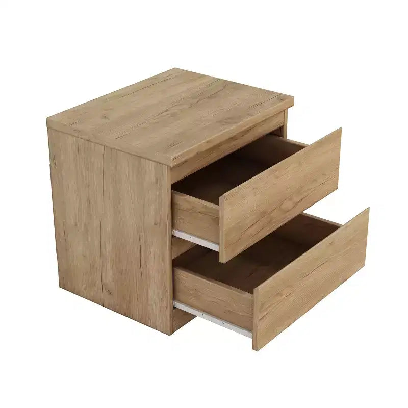 Designed for everyday convenience, this 19.7-Inch Natural Nightstand with 2 Drawers, Beside Table with Drawers Handle Free Design,Thickened Top.