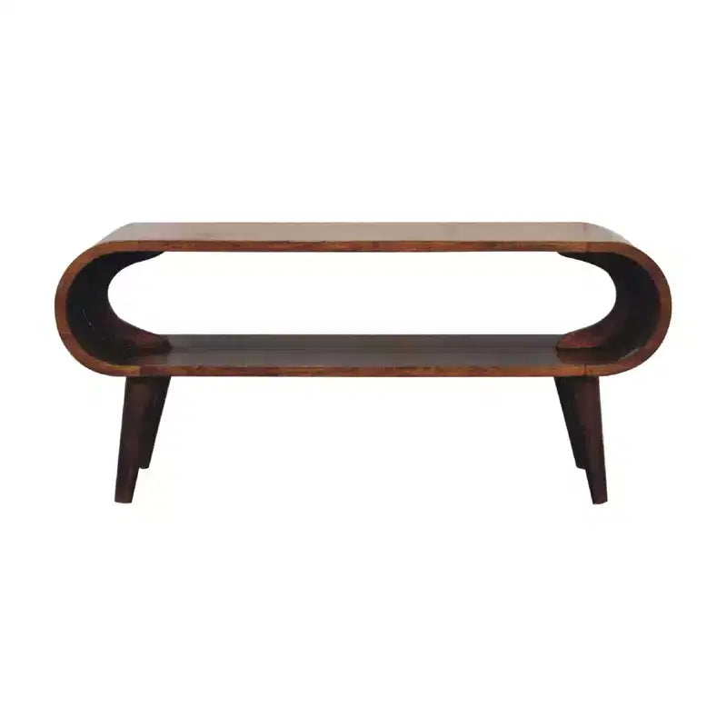 Solid Wood Nordic Style Coffee Table, Open Storage, Brown