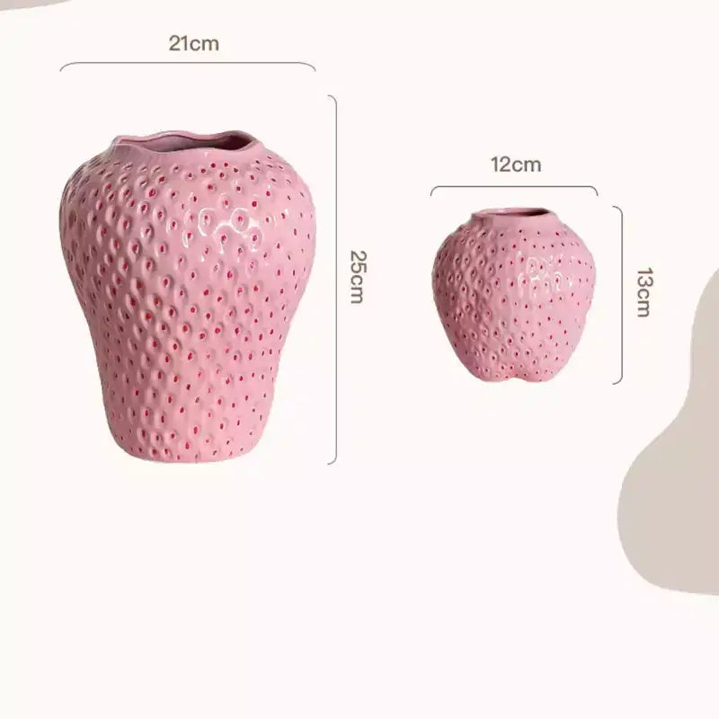Hand-Painted Ceramic Strawberry Vase, Modern Minimalist Glazed Ornament for Hydroponic