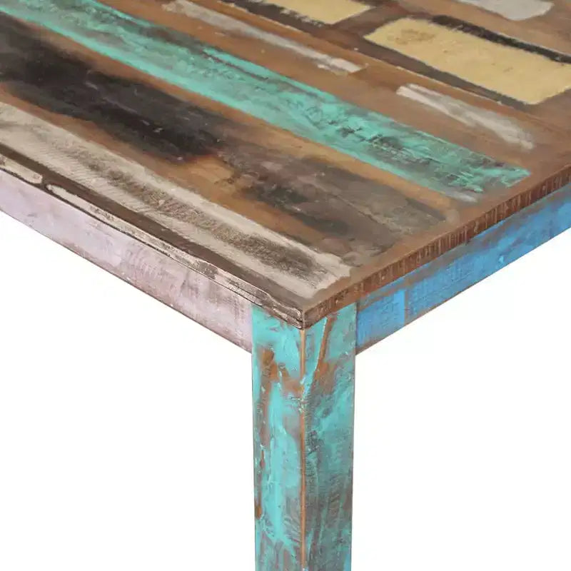 Dining Table Multicolor Solid reclaimed wood Compact Durable
