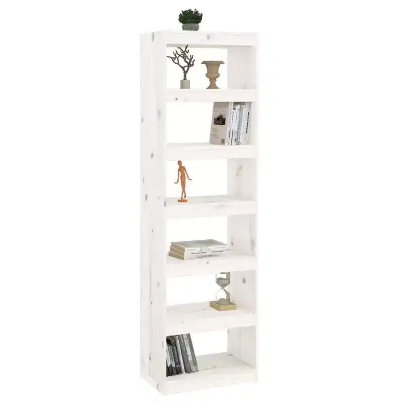 Book Cabinet White Solid Pine Wood Tall Book Cabinet