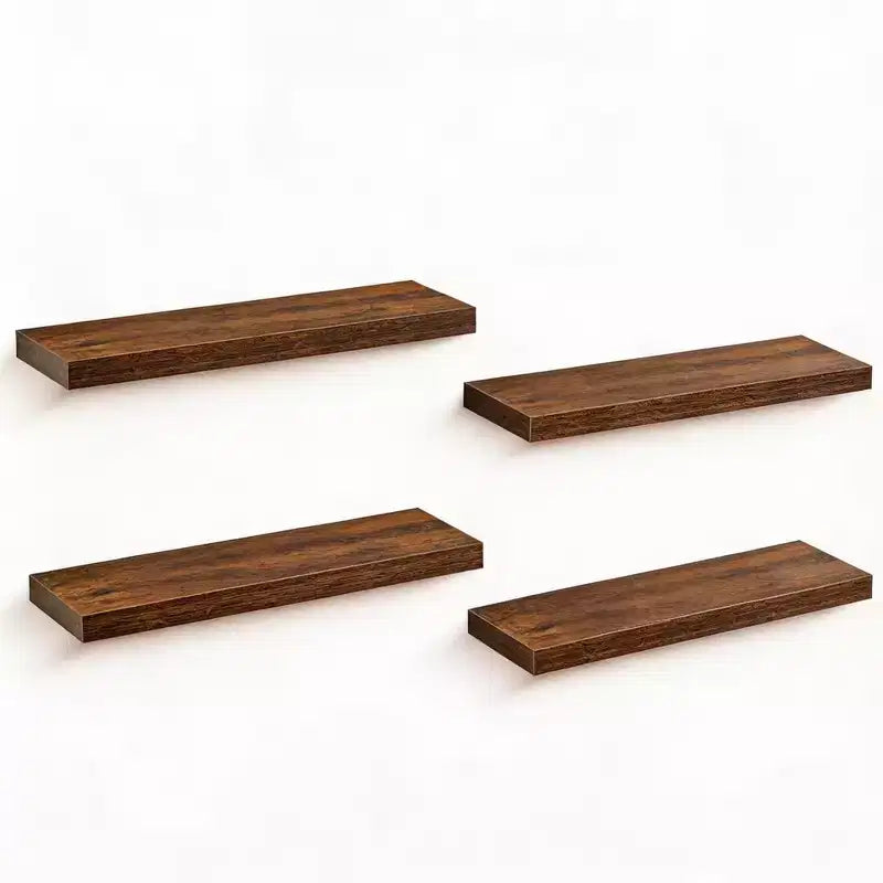 Floating Wall Shelves, Rustic Wall Mounted Shelves with Metal Brackets, Wood Display Shelves for Bedroom, Living Room, Bathroom, Plants & Decor