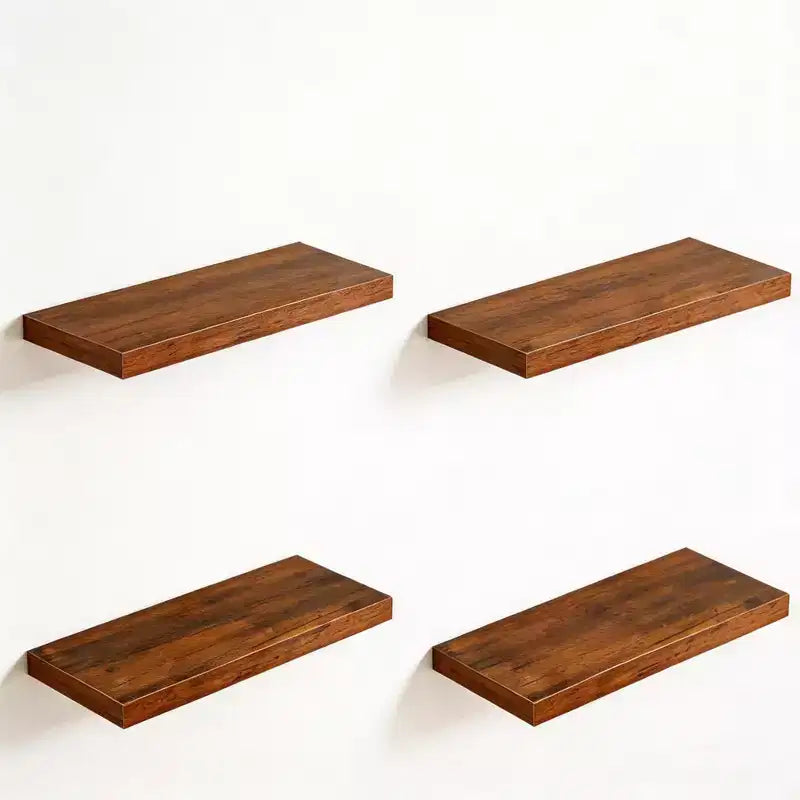Floating Wall Shelves, Rustic Wall Mounted Shelves with Metal Brackets, Wood Display Shelves for Bedroom, Living Room, Bathroom, Plants & Decor