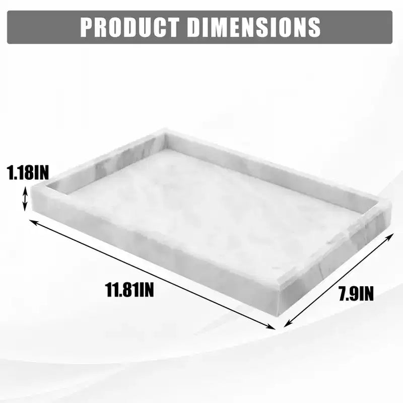 Elegant Natural Marble Jewelry Tray Organizer, Mom's Day Gift Genuine Marble Stone Tray for Vanity Bathroom Home Decor