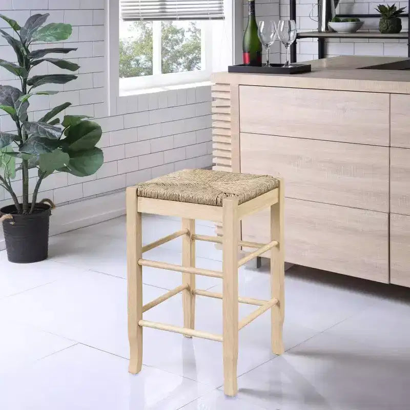 Boraam Square Rush Backless Counter Height Barstool Blonde Oak Finish
