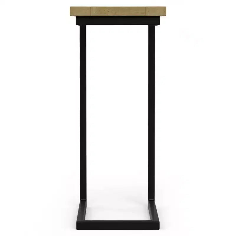 Industrial C-Table | Solid Mango Wood & Black Metal Frame | Natural Stain