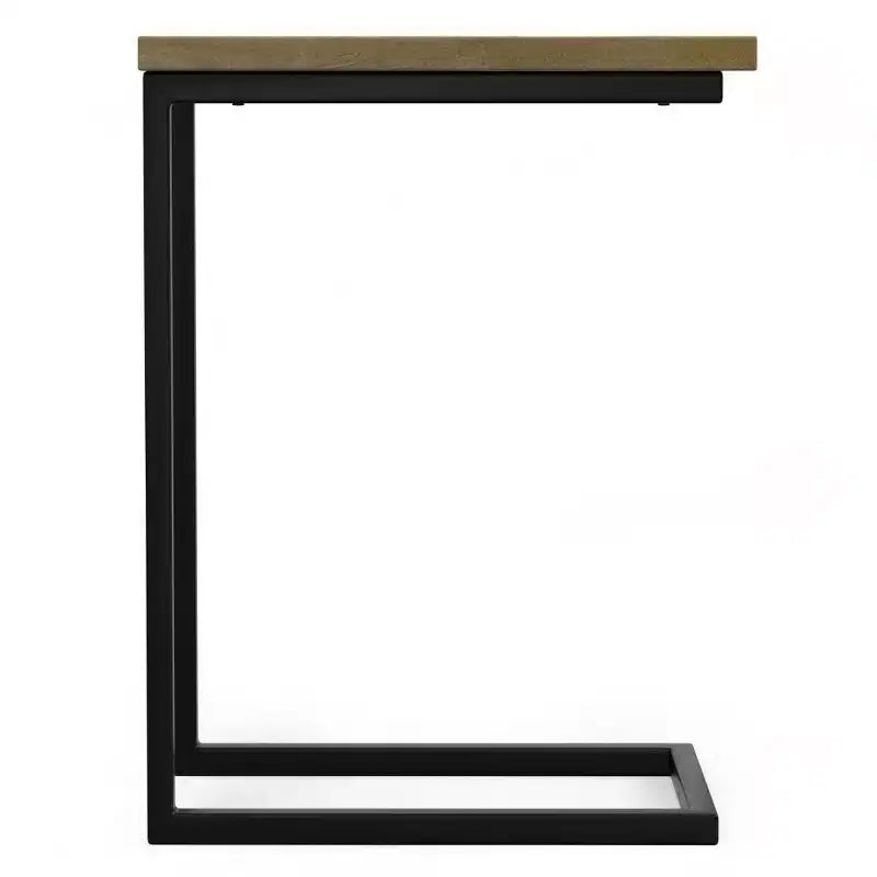 Industrial C-Table | Solid Mango Wood & Black Metal Frame | Natural Stain
