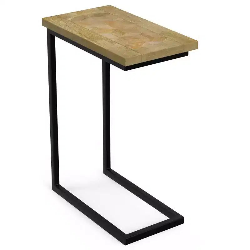 Industrial C-Table | Solid Mango Wood & Black Metal Frame | Natural Stain