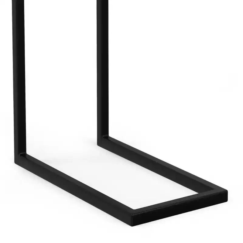 Industrial C-Table | Solid Mango Wood & Black Metal Frame | Natural Stain