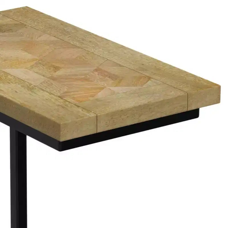 Industrial C-Table | Solid Mango Wood & Black Metal Frame | Natural Stain