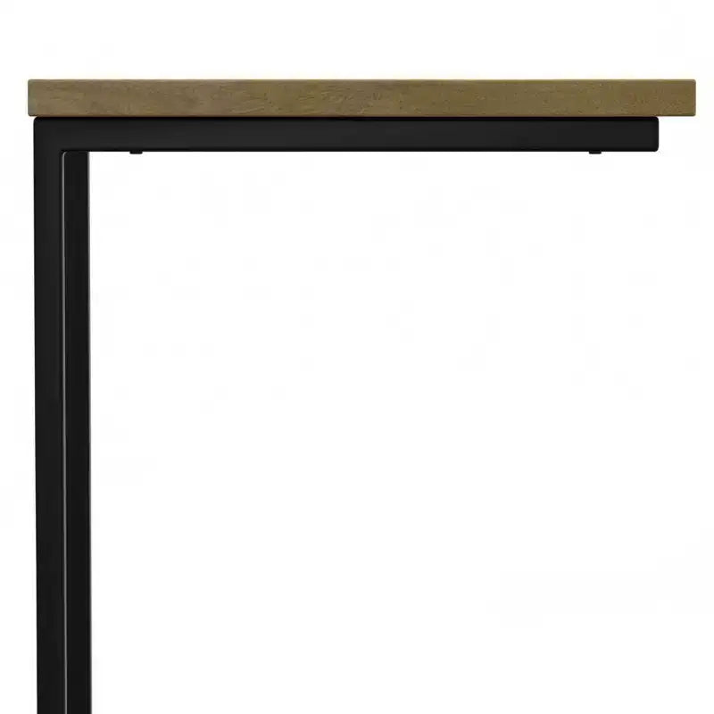 Industrial C-Table | Solid Mango Wood & Black Metal Frame | Natural Stain
