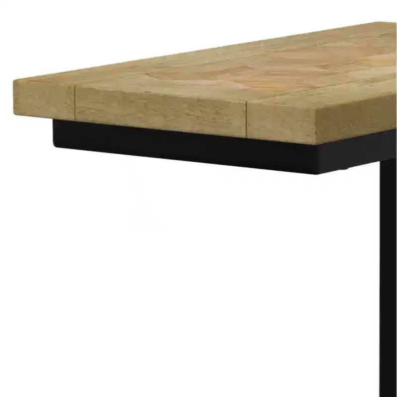 Industrial C-Table | Solid Mango Wood & Black Metal Frame | Natural Stain
