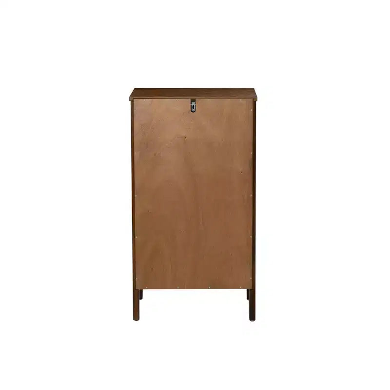 Fetti Lacquered MDF Cabinet with Tempered Glass Door – Brown, 3-Shelf Storage