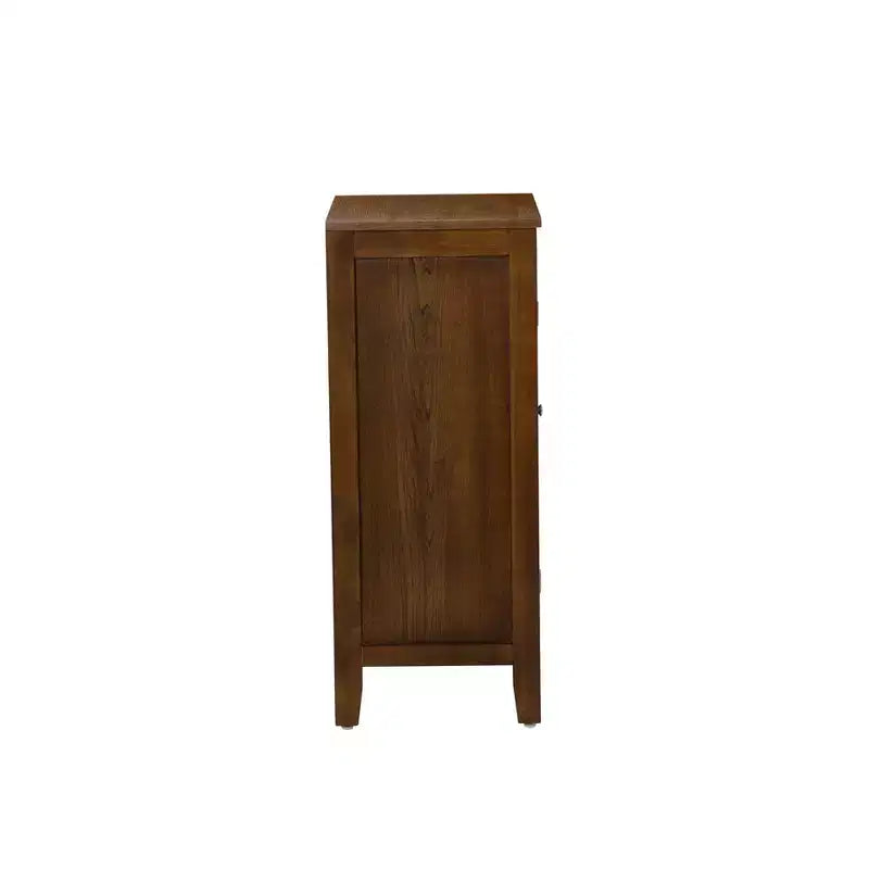 Fetti Lacquered MDF Cabinet with Tempered Glass Door – Brown, 3-Shelf Storage