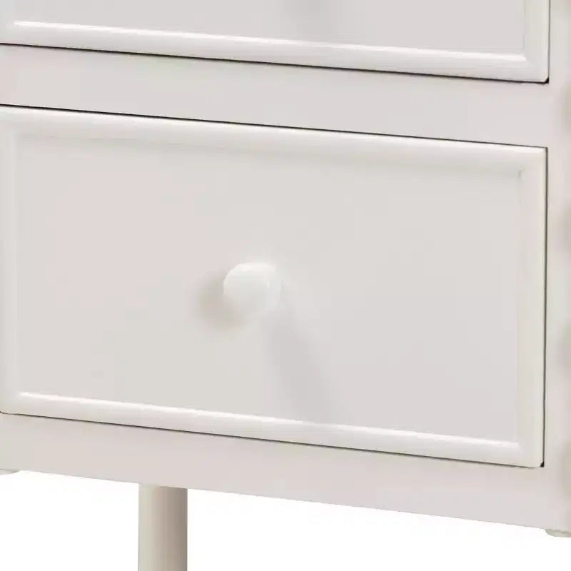 Wood 2 Drawer End Table with Spindle Legs White