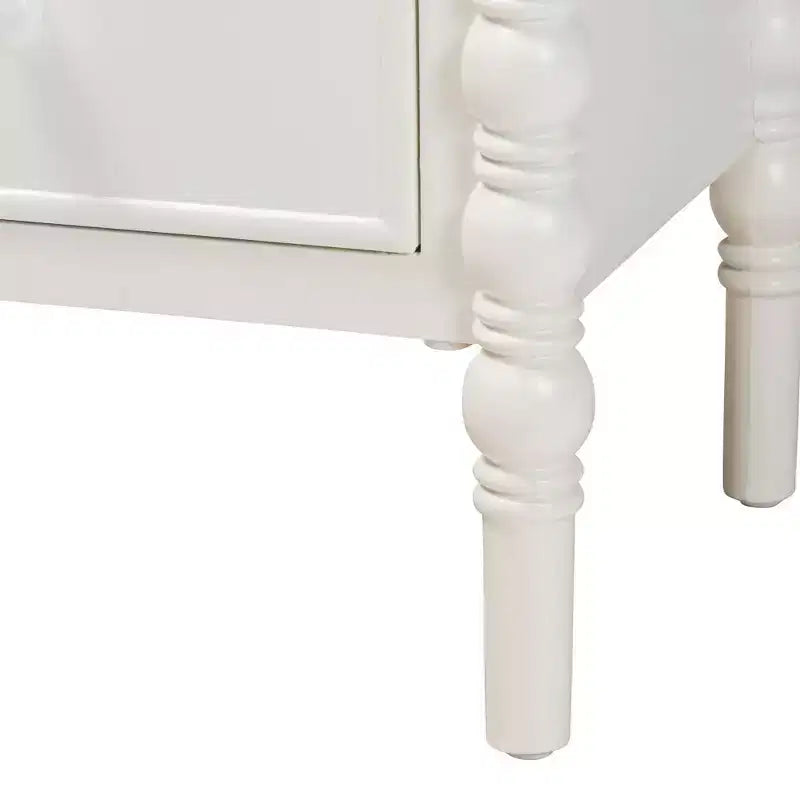 Wood 2 Drawer End Table with Spindle Legs White