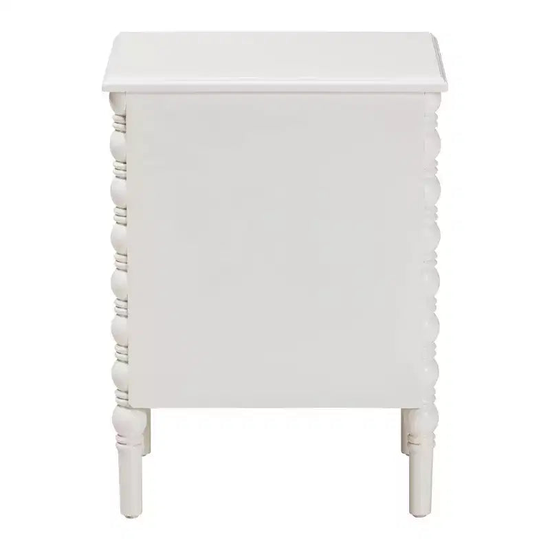 Wood 2 Drawer End Table with Spindle Legs White