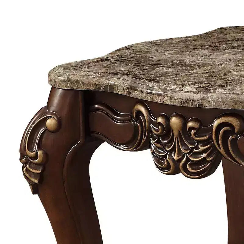 Accent Table Natural Marble Top/Walnut