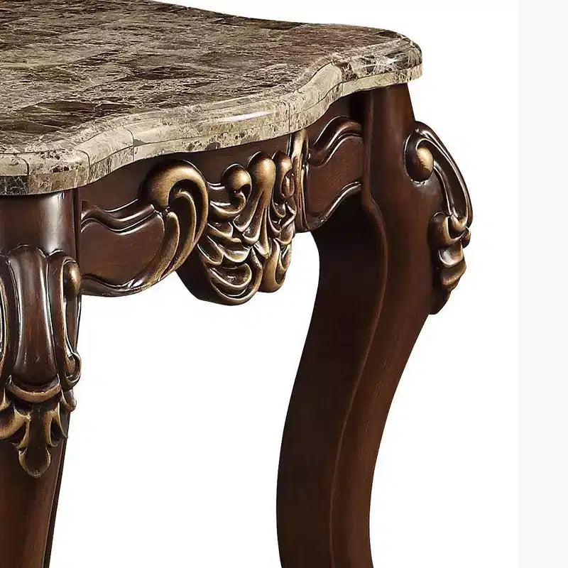 Accent Table Natural Marble Top/Walnut