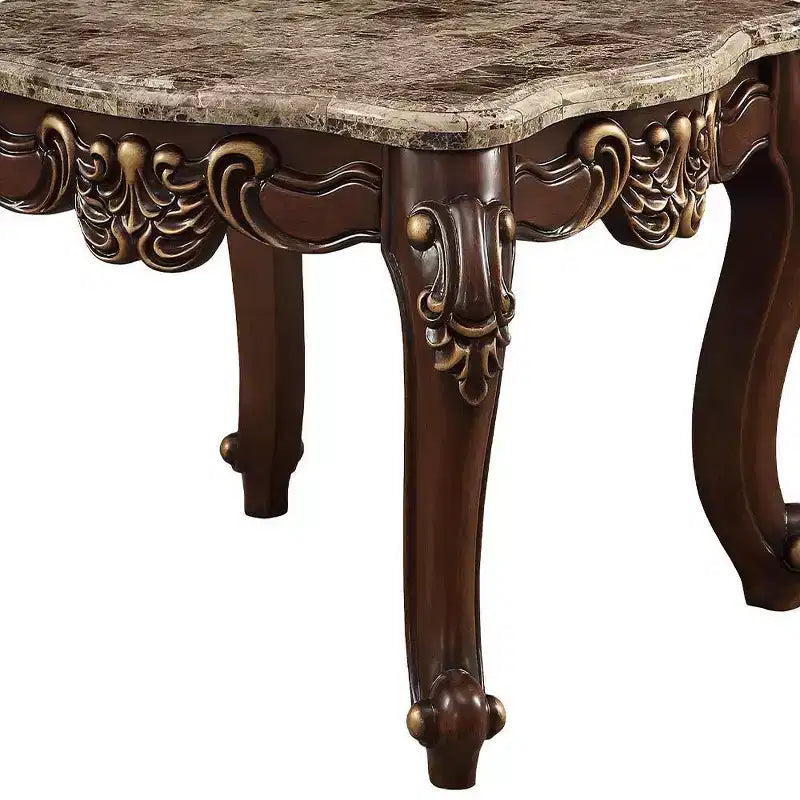 Accent Table Natural Marble Top/Walnut