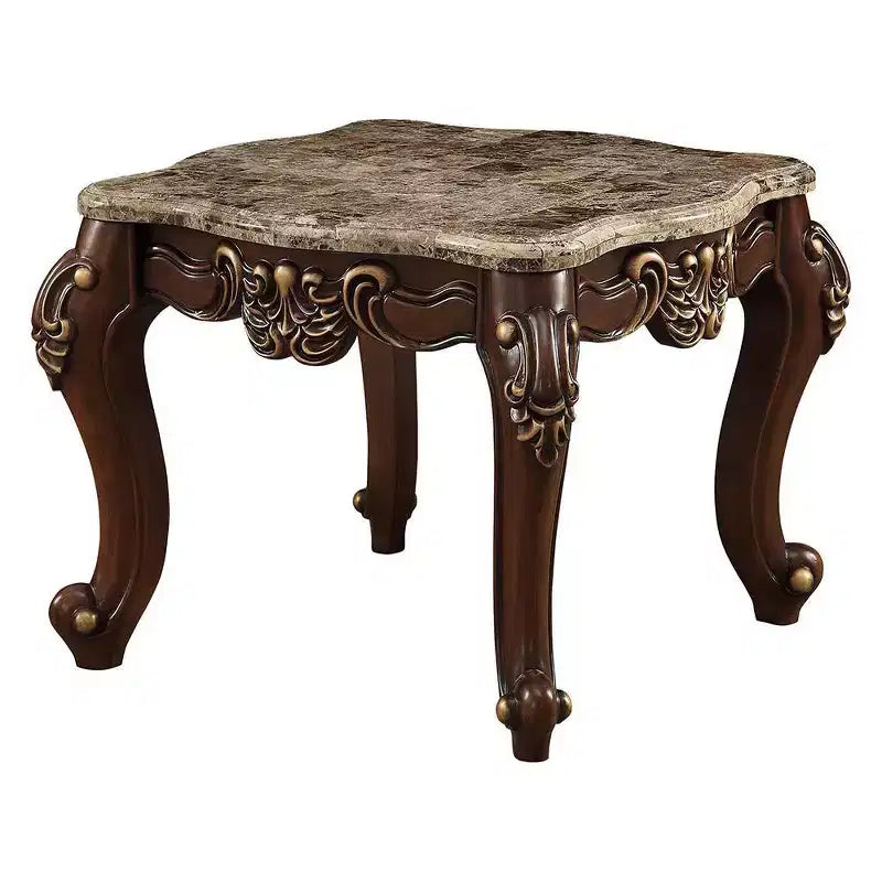 Accent Table Natural Marble Top/Walnut