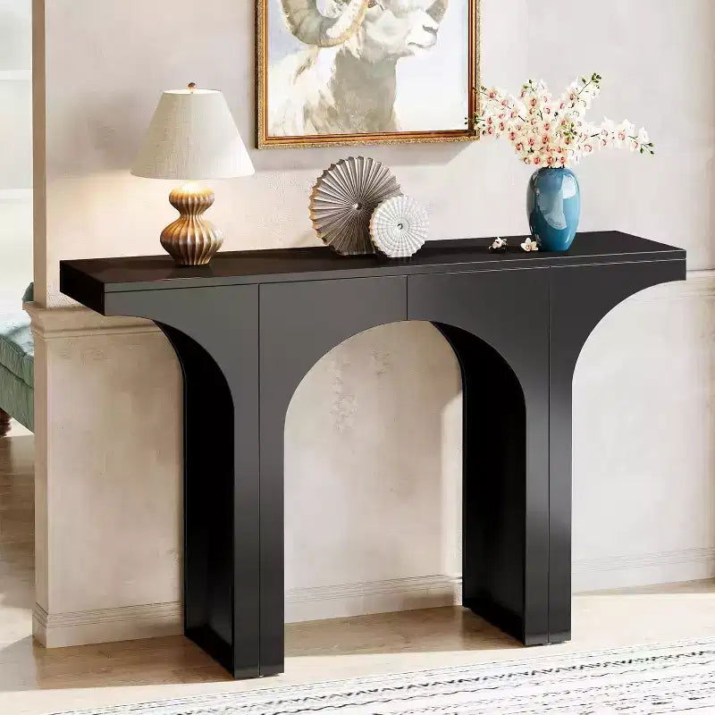 47.24 Inches Black Console Table with Arch Base