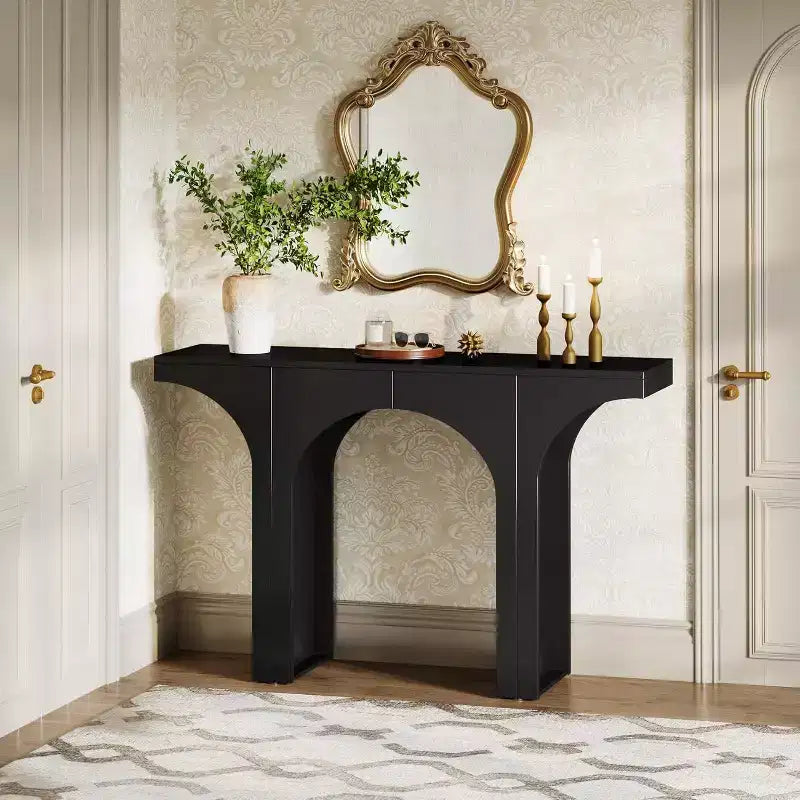 47.24 Inches Black Console Table with Arch Base