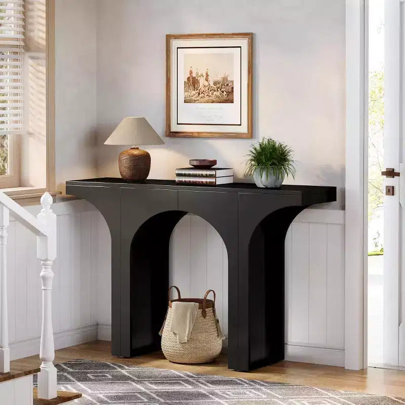 47.24 Inches Black Console Table with Arch Base