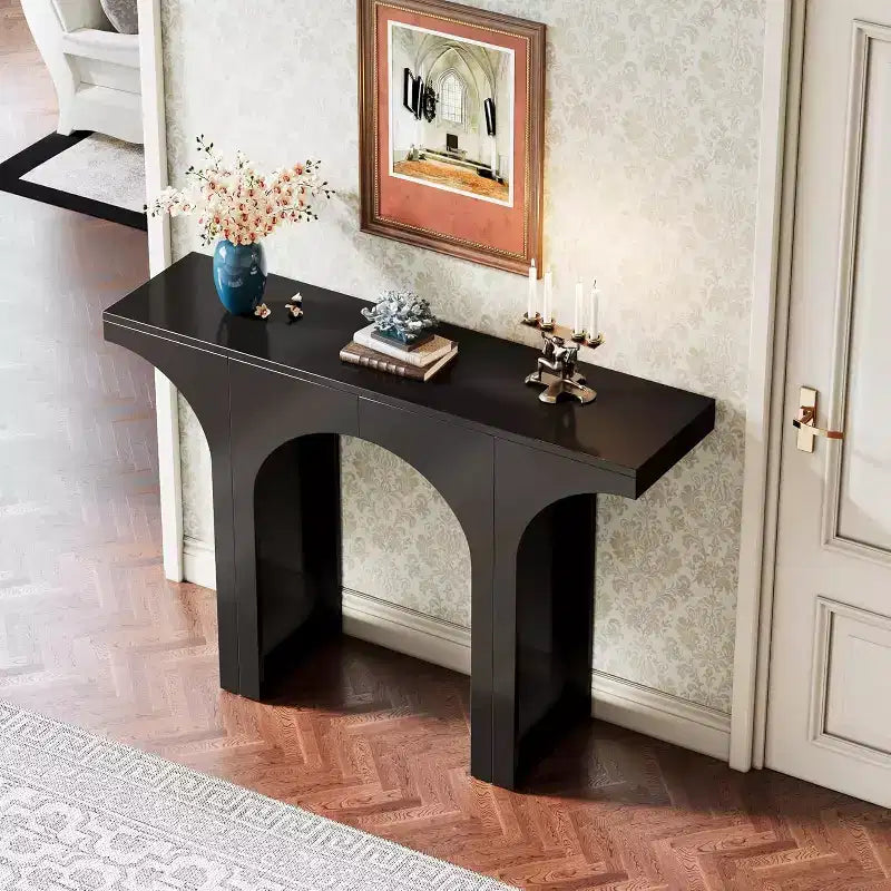 47.24 Inches Black Console Table with Arch Base