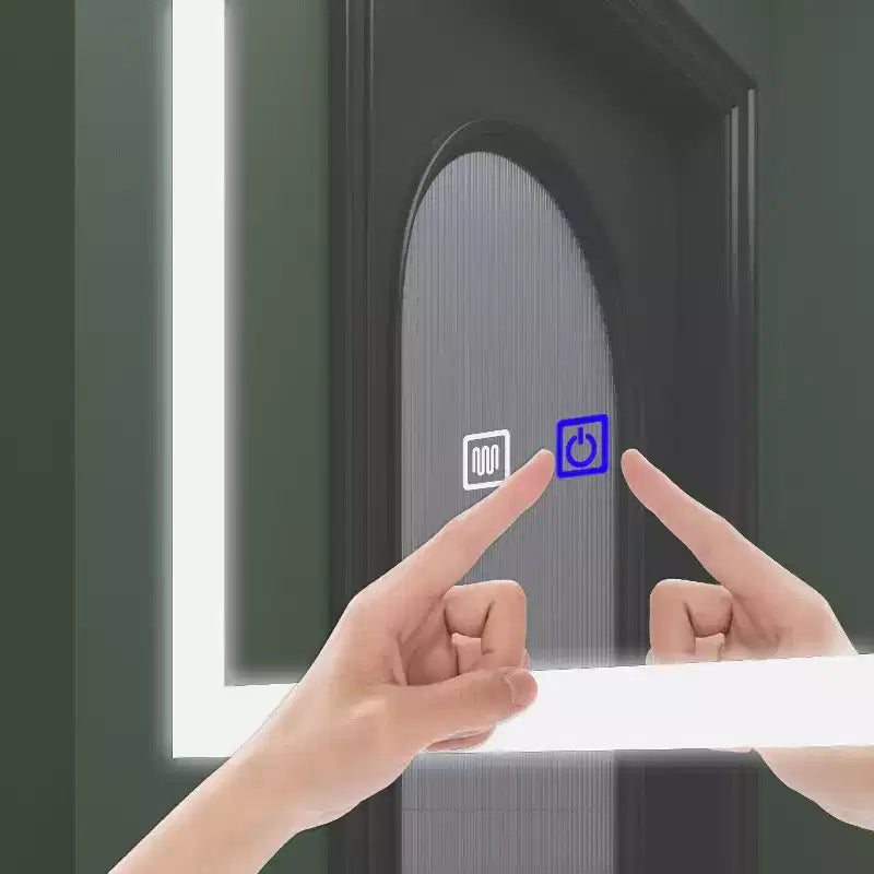 White Anti-Fog Bathroom Medicine Cabinet with Lights and Two Mirror Doors