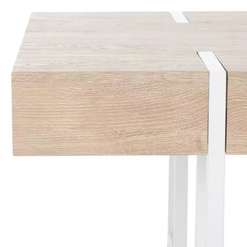 Rectangle Coffee Table | Brown Wood Veneer Top | Iron Loop Leg Frame | Holds 110 lbs