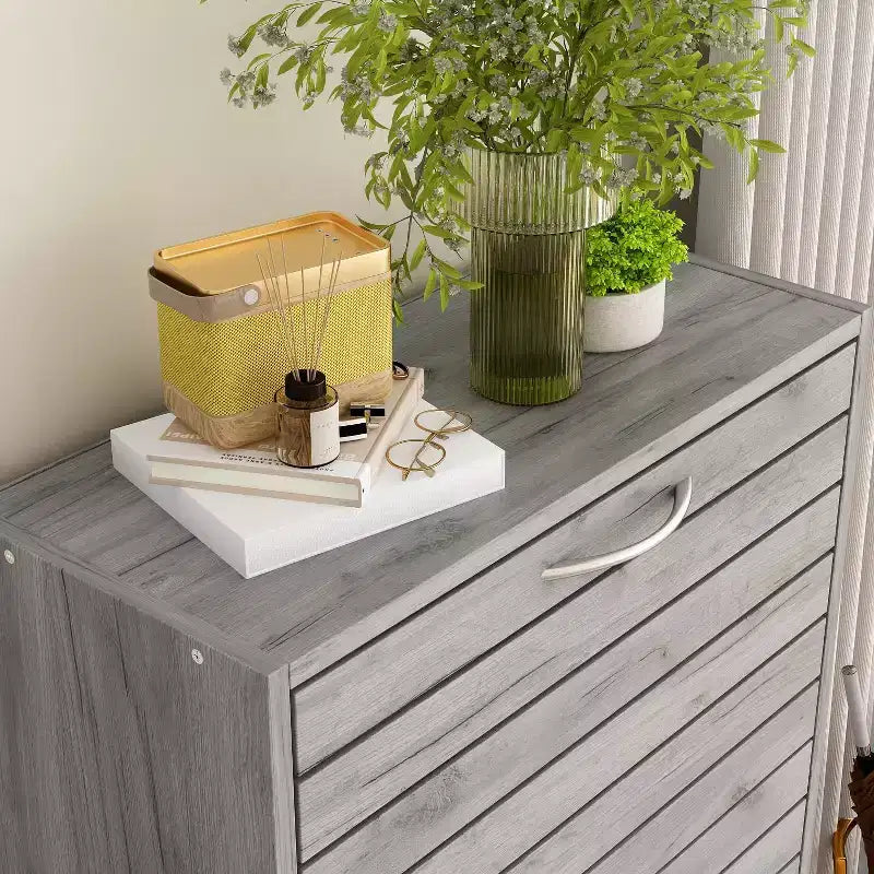 Wood Grain Design Shoe Cabinet Entryway Shoe Rack 3 Tier Shelves