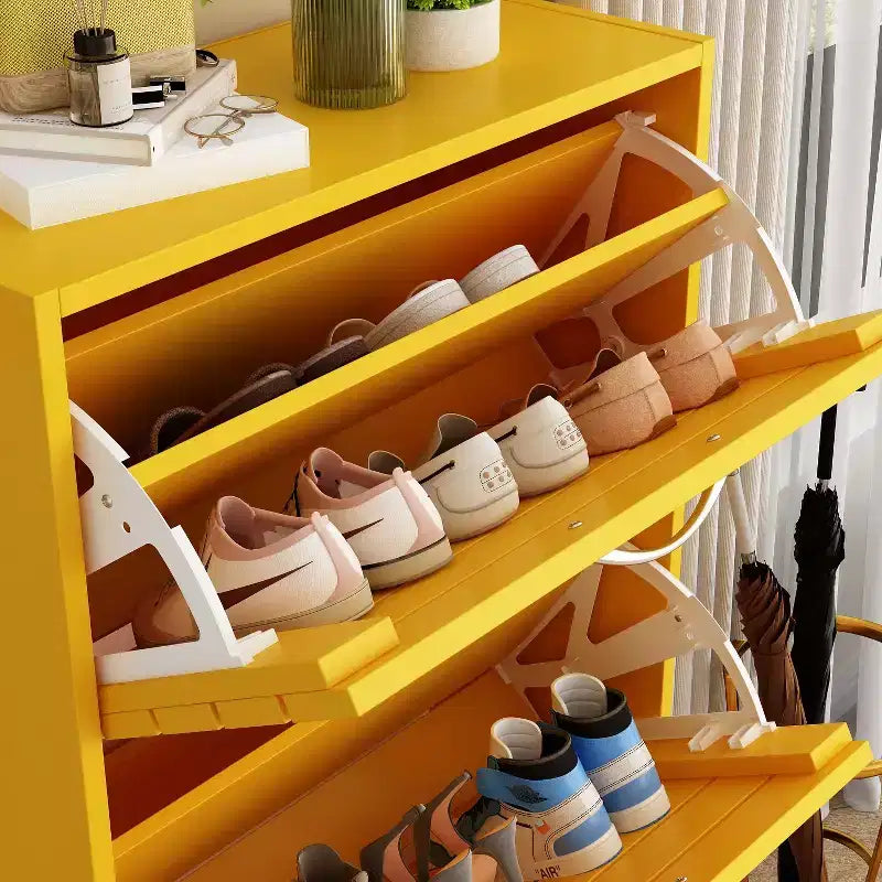 Wood Grain Design Shoe Cabinet Entryway Shoe Rack 3 Tier Shelves
