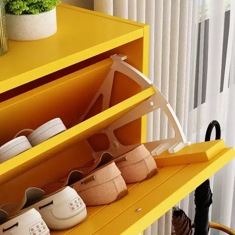 Wood Grain Design Shoe Cabinet Entryway Shoe Rack 3 Tier Shelves