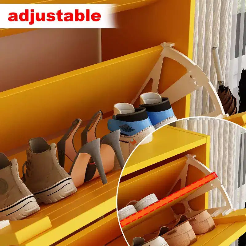 Wood Grain Design Shoe Cabinet Entryway Shoe Rack 3 Tier Shelves