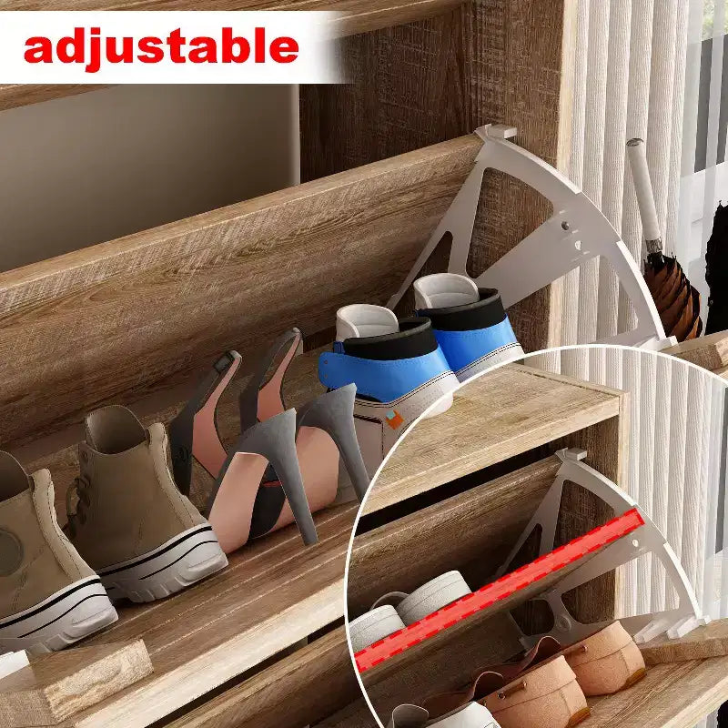 Wood Grain Design Shoe Cabinet Entryway Shoe Rack 3 Tier Shelves