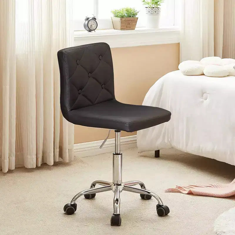 PU Leather Modern Office Computer Chair with Upholstery and Adjustable Metal Base, Mid-Back Armless Swivel Office Chairs