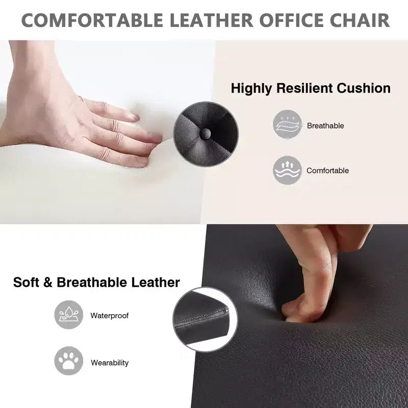 PU Leather Modern Office Computer Chair with Upholstery and Adjustable Metal Base, Mid-Back Armless Swivel Office Chairs