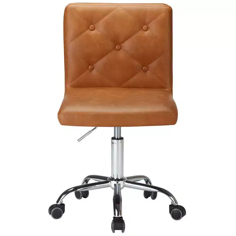 PU Leather Modern Office Computer Chair with Upholstery and Adjustable Metal Base, Mid-Back Armless Swivel Office Chairs