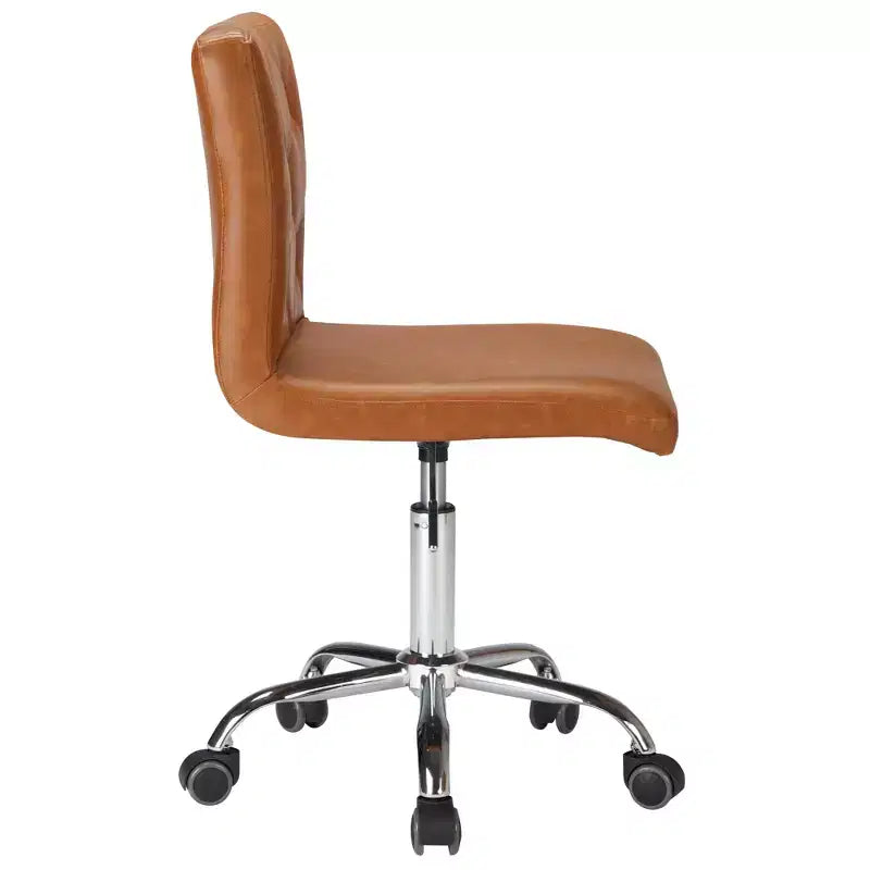 PU Leather Modern Office Computer Chair with Upholstery and Adjustable Metal Base, Mid-Back Armless Swivel Office Chairs