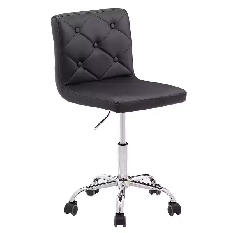 PU Leather Modern Office Computer Chair with Upholstery and Adjustable Metal Base, Mid-Back Armless Swivel Office Chairs
