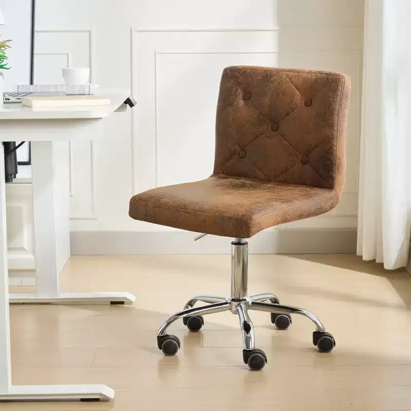 PU Leather Modern Office Computer Chair with Upholstery and Adjustable Metal Base, Mid-Back Armless Swivel Office Chairs
