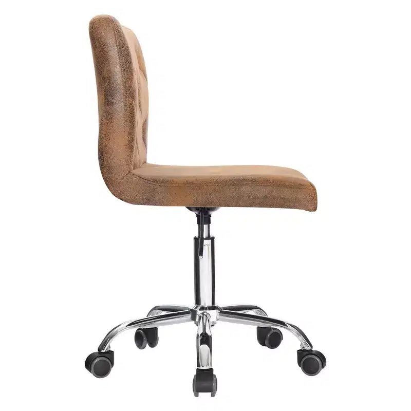 PU Leather Modern Office Computer Chair with Upholstery and Adjustable Metal Base, Mid-Back Armless Swivel Office Chairs