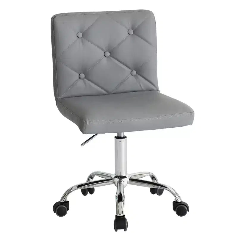 PU Leather Modern Office Computer Chair with Upholstery and Adjustable Metal Base, Mid-Back Armless Swivel Office Chairs