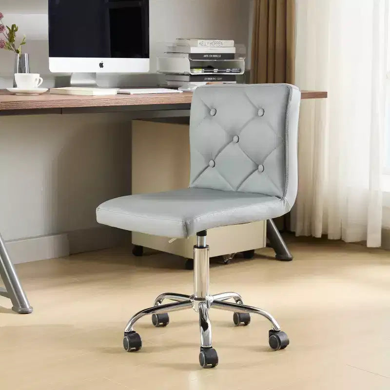 PU Leather Modern Office Computer Chair with Upholstery and Adjustable Metal Base, Mid-Back Armless Swivel Office Chairs