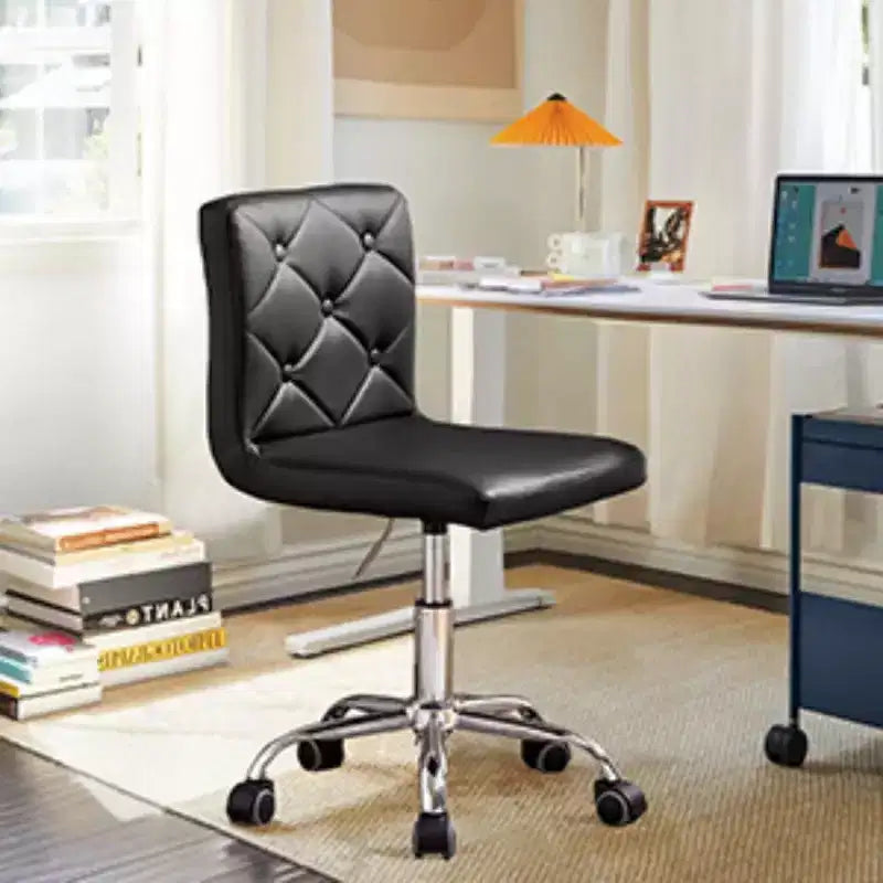 PU Leather Modern Office Computer Chair with Upholstery and Adjustable Metal Base, Mid-Back Armless Swivel Office Chairs