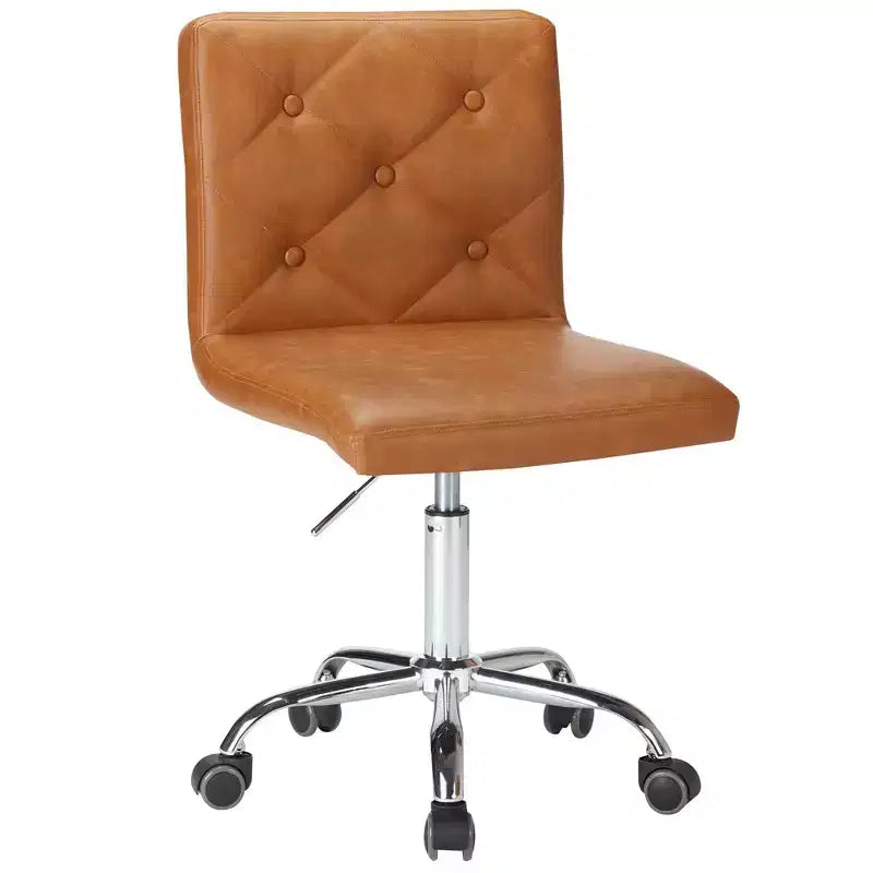 PU Leather Modern Office Computer Chair with Upholstery and Adjustable Metal Base, Mid-Back Armless Swivel Office Chairs