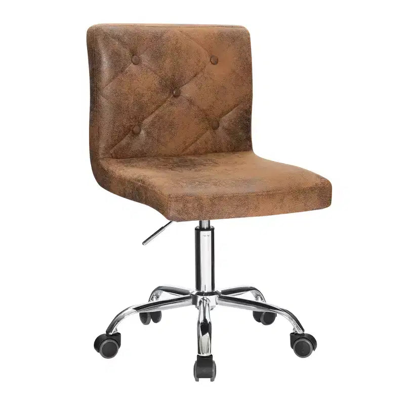 PU Leather Modern Office Computer Chair with Upholstery and Adjustable Metal Base, Mid-Back Armless Swivel Office Chairs