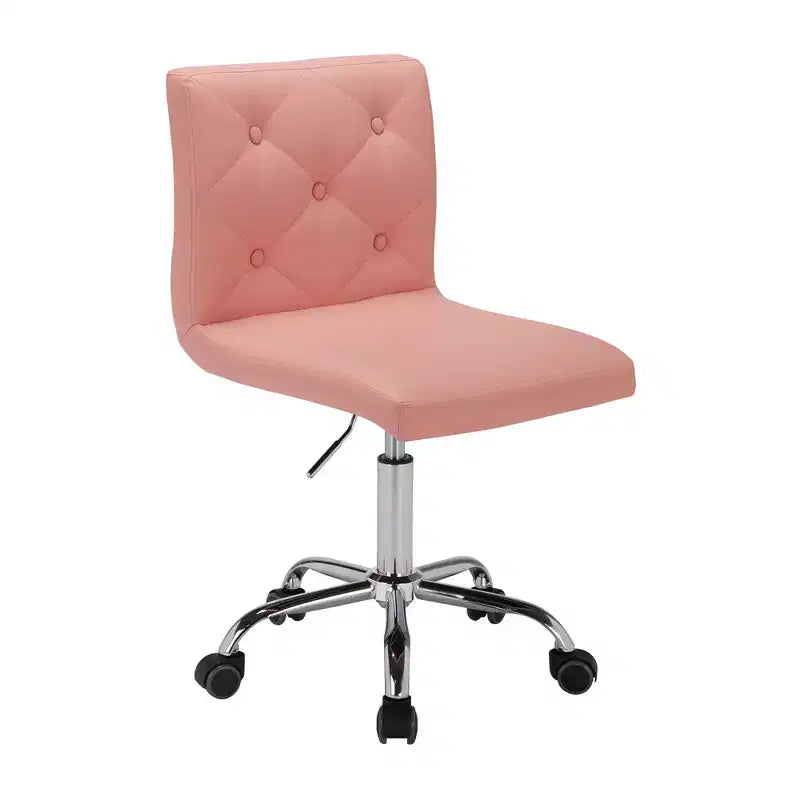 PU Leather Modern Office Computer Chair with Upholstery and Adjustable Metal Base, Mid-Back Armless Swivel Office Chairs