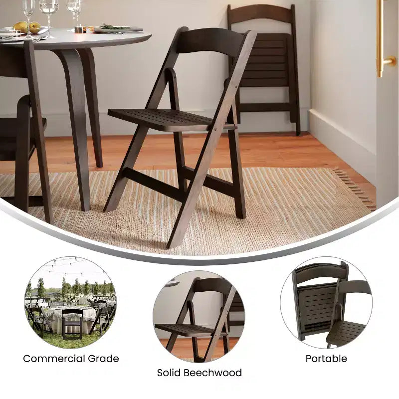 Commercial Grade Solid Wood Folding Dining Chair
